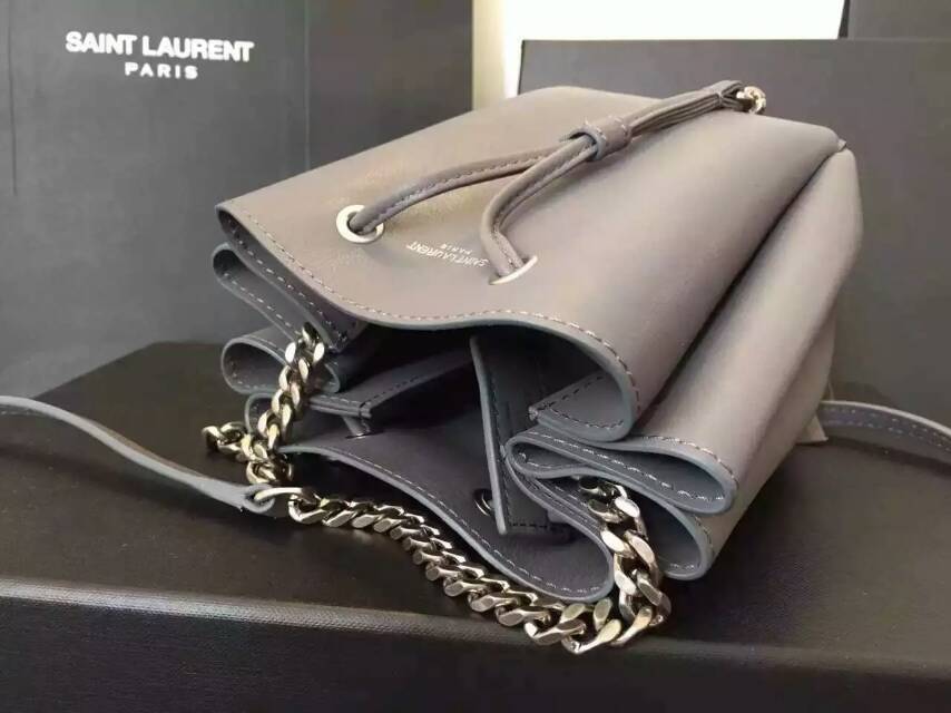 2015 New Saint Laurent Bag Cheap Sale-Saint Laurent Small Emmanuelle Bucket Bag in Grey Leather - Click Image to Close
